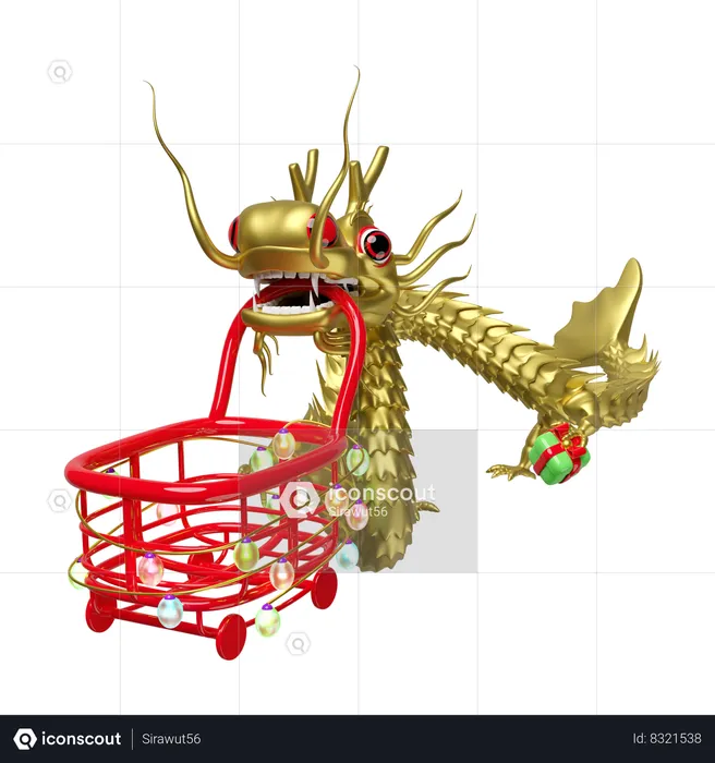 Gold Dragon  3D Illustration