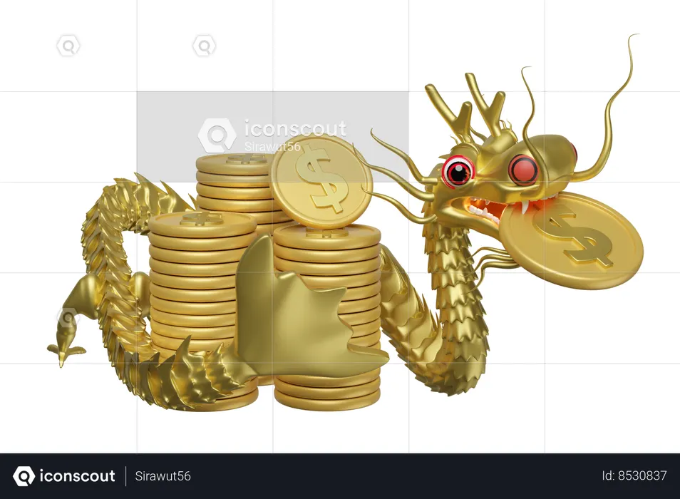 Gold Dragon  3D Icon