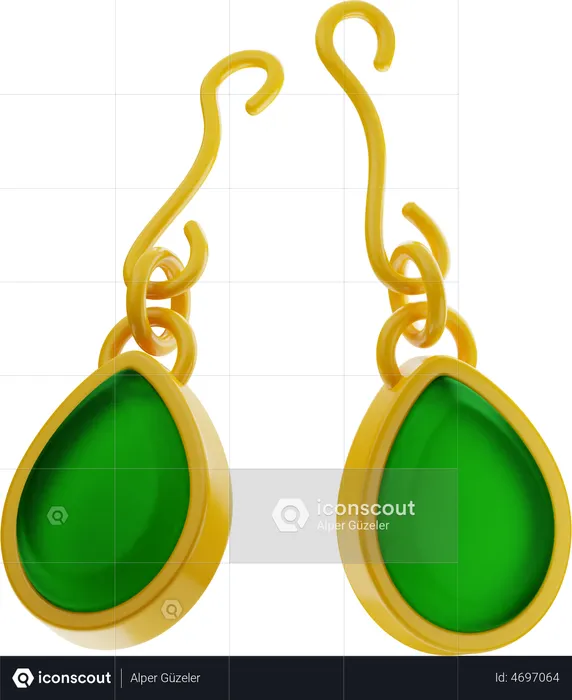 Gold Earring Jewelry  3D Illustration