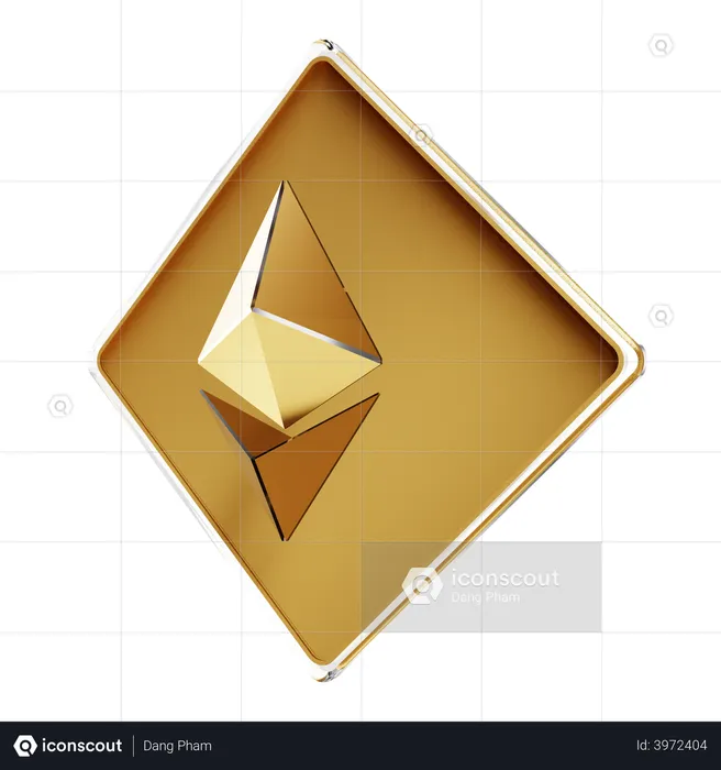 Gold Ethereum  3D Illustration