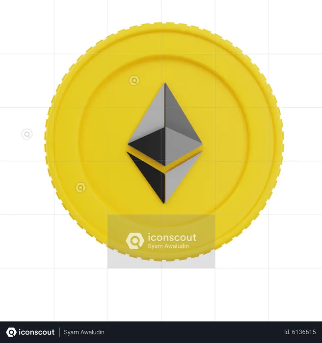 Gold Etherium Coin  3D Icon