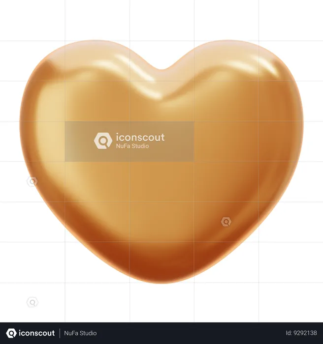 Gold Heart  3D Icon