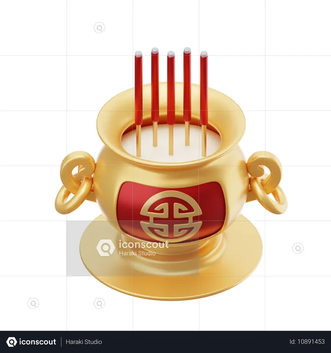 Gold Incense Pot  3D Icon