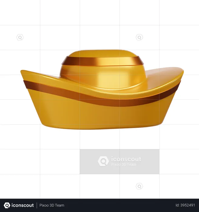 Gold ingot  3D Illustration