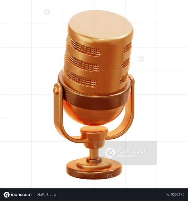 Gold Mic  3D Icon