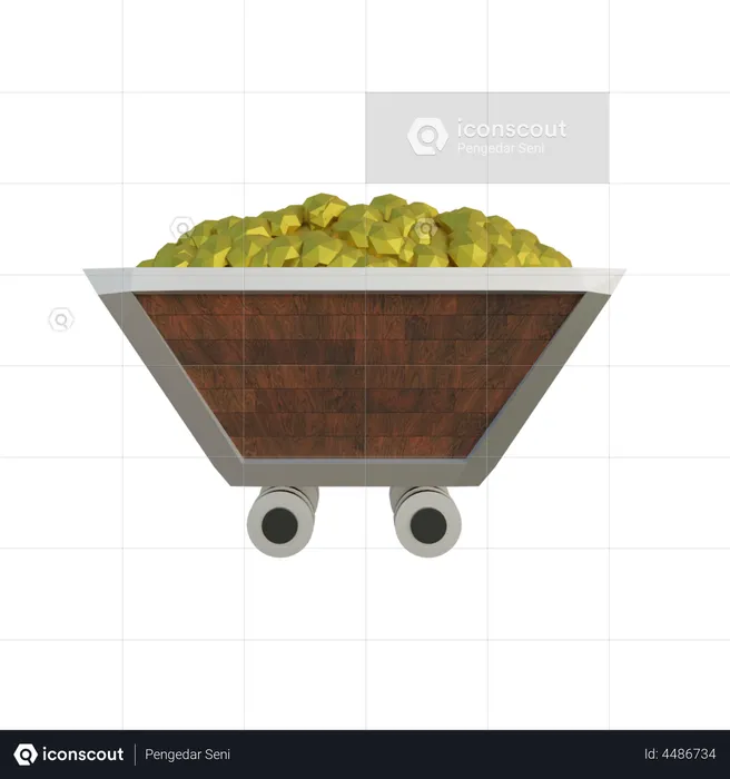 Gold Mine Cart  3D Illustration