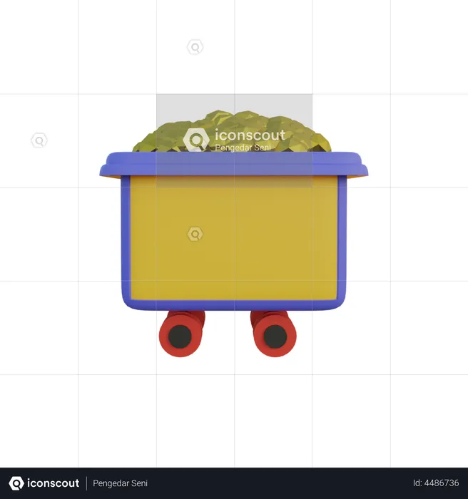 Gold Mine Cart  3D Illustration