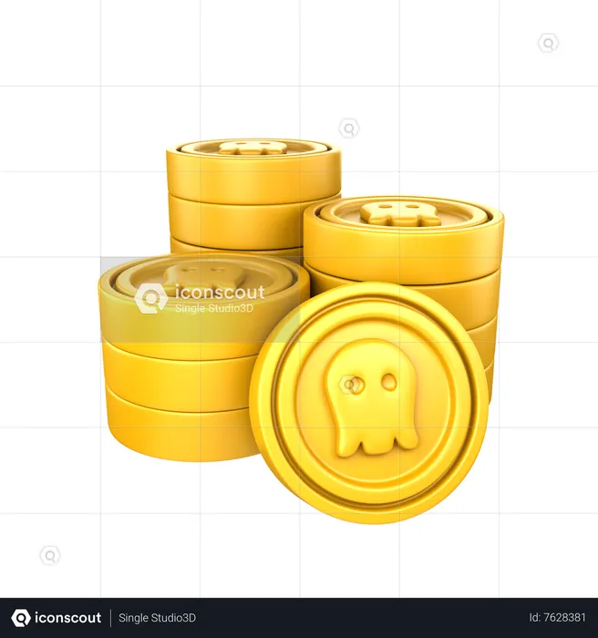 Gold Pirate Coins  3D Icon