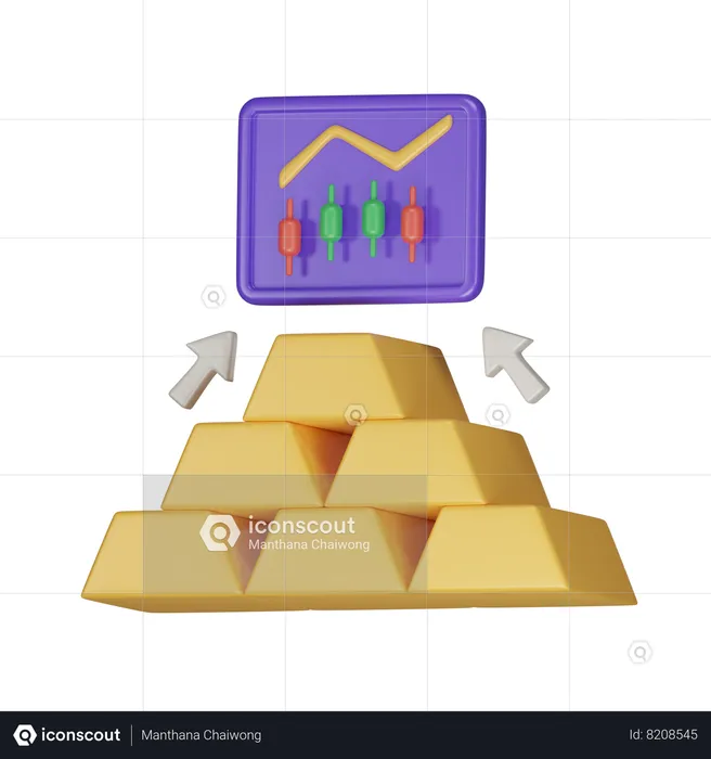 Gold Price Rise  3D Icon