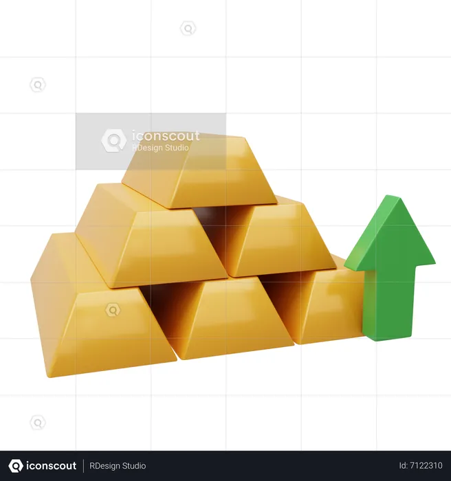 Gold Price Up  3D Icon