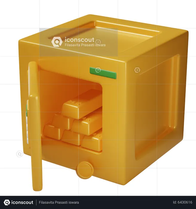 Gold Safety Box  3D Icon