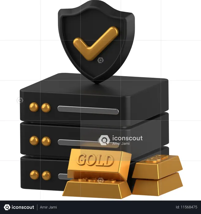 Gold server  3D Icon