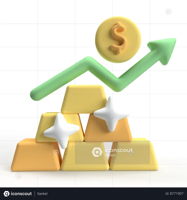 Gold Value Up  3D Icon