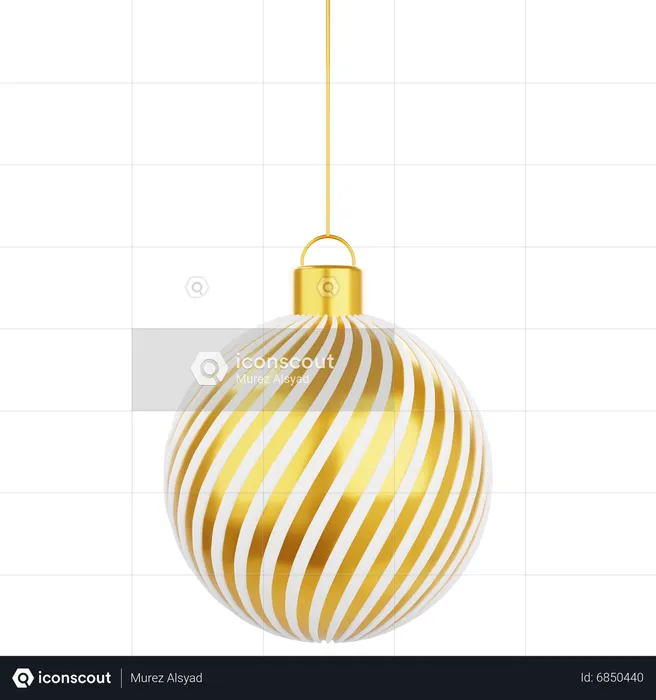 Gold White Bauble  3D Icon