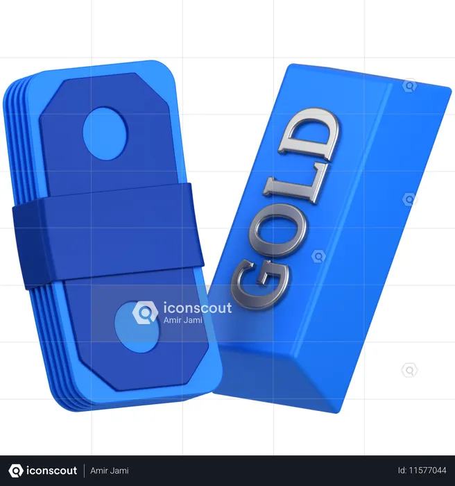Gold with money  3D Icon