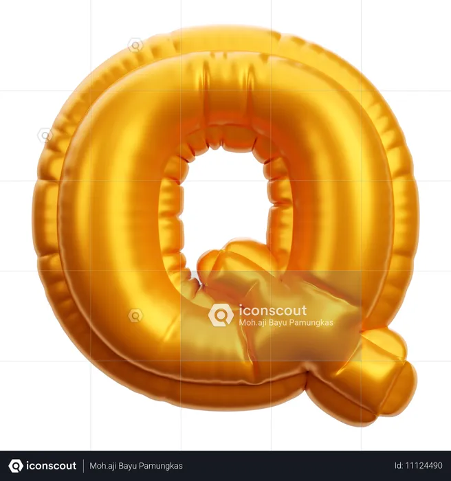 Goldener Ballon Buchstabe q  3D Icon