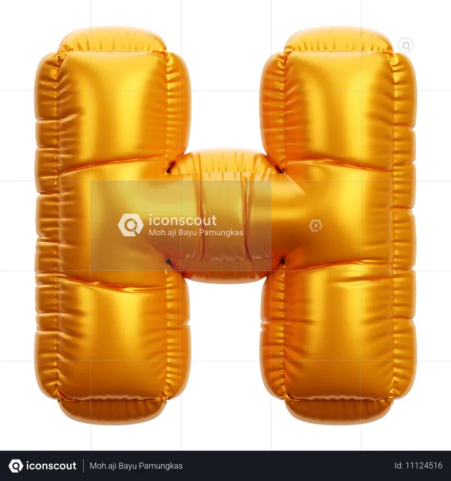 Goldener Ballon Buchstabe H  3D Icon