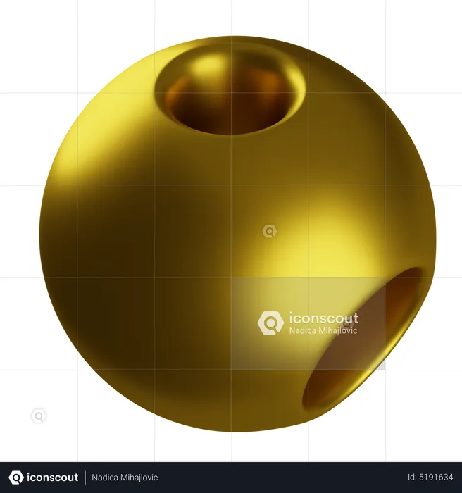 Golden Ball Sphere  3D Icon
