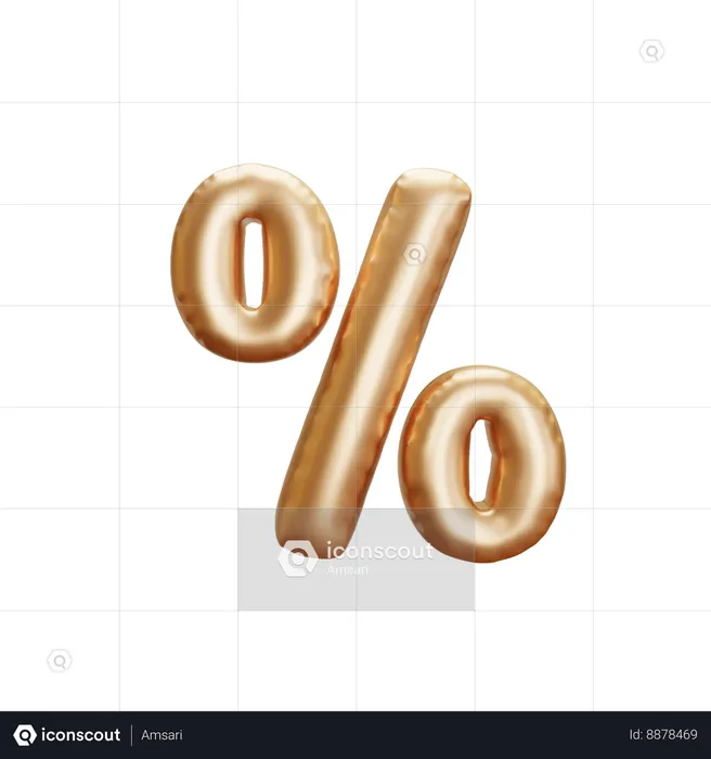 Golden Balloon Percentage  3D Icon