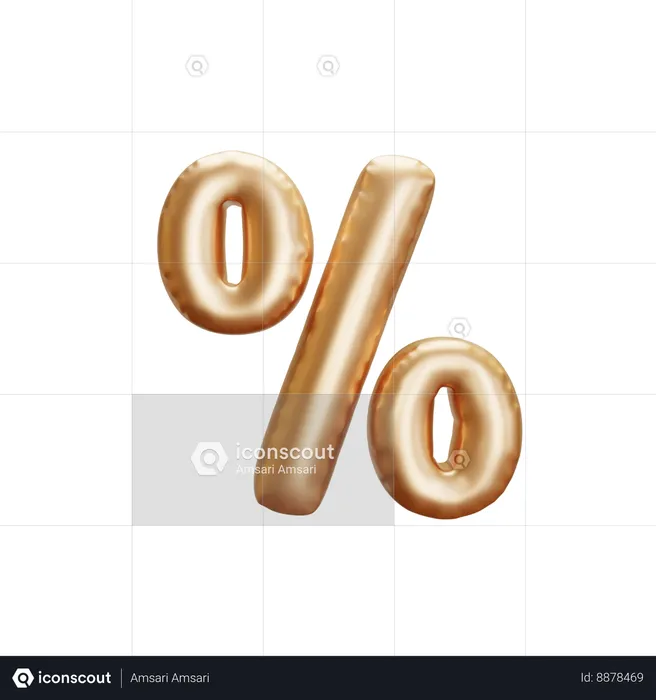 Golden Balloon Percentage  3D Icon