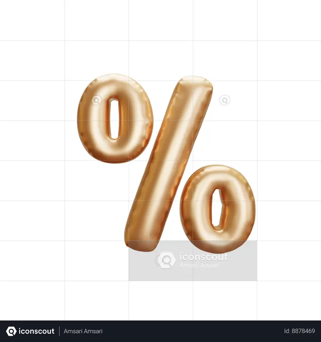 Golden Balloon Percentage Emoji 3D Icon