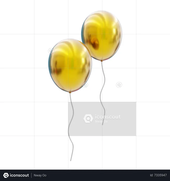 Golden balloons  3D Icon