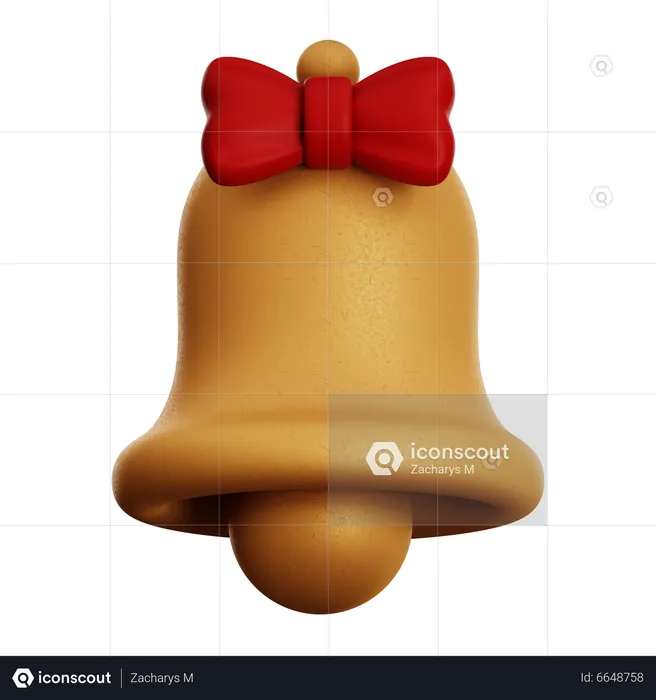 GOLDEN BELL WITH RIBBON TIE  3D Icon