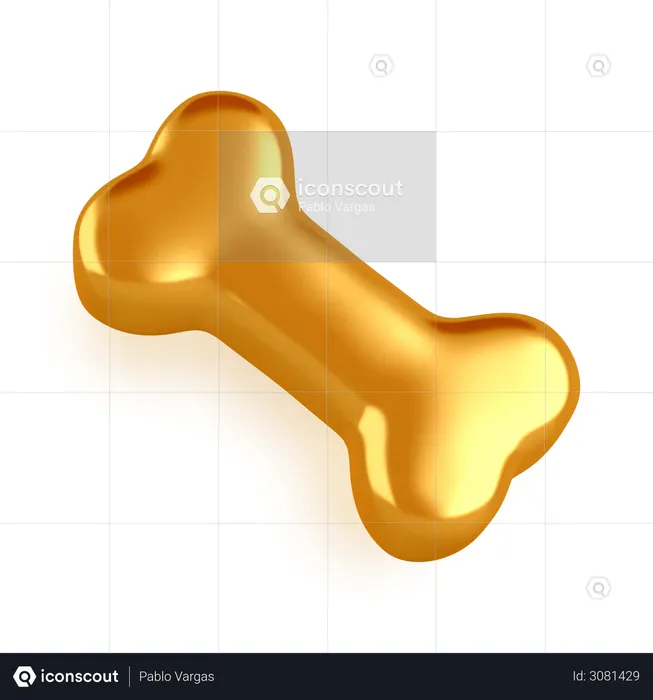 Golden Bone  3D Icon