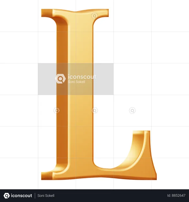 Golden Capital L Letter  3D Icon