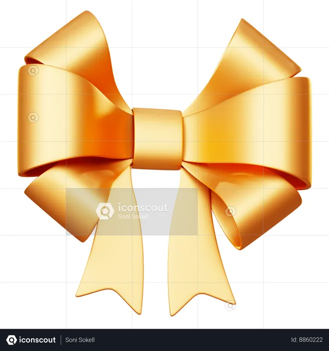 Golden Gift Bow  3D Icon