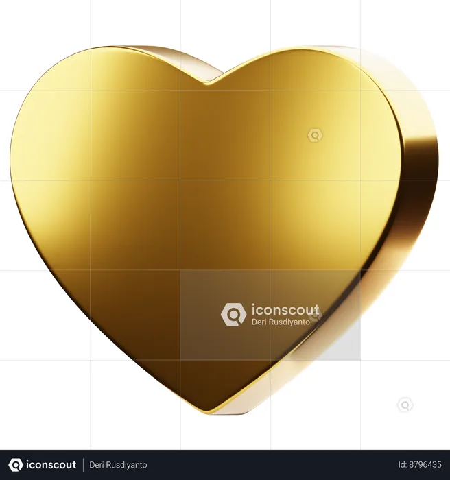 Golden heart shape  3D Icon