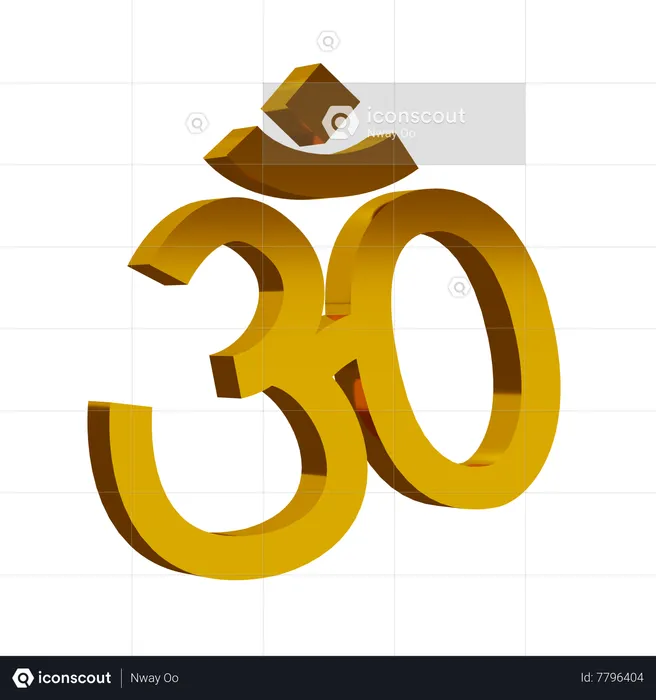 Golden Hinduism Symbol  3D Icon