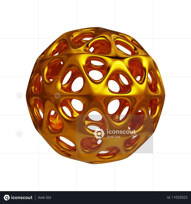 Golden Ico Sphere Wireframe  3D Icon