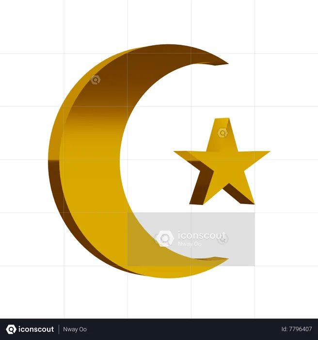 Golden Islam Symbol  3D Icon
