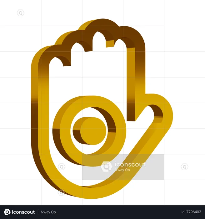 Golden Jainism Symbol  3D Icon