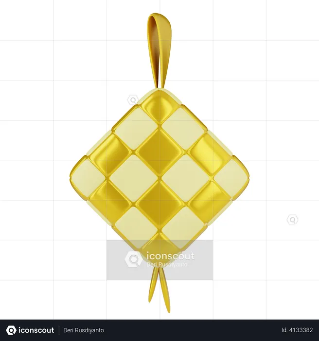 Golden ketupat  3D Illustration