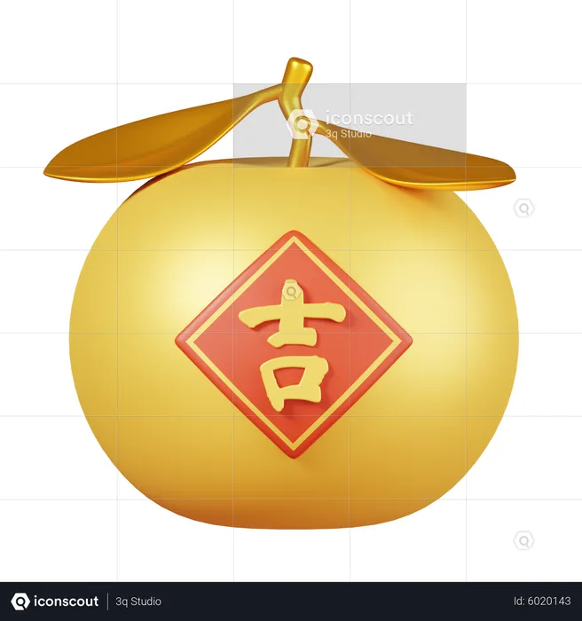 Golden Mandarin Orange  3D Icon