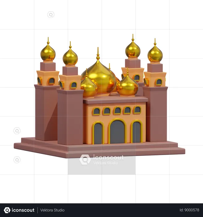 Golden Mosque Icon  3D Icon