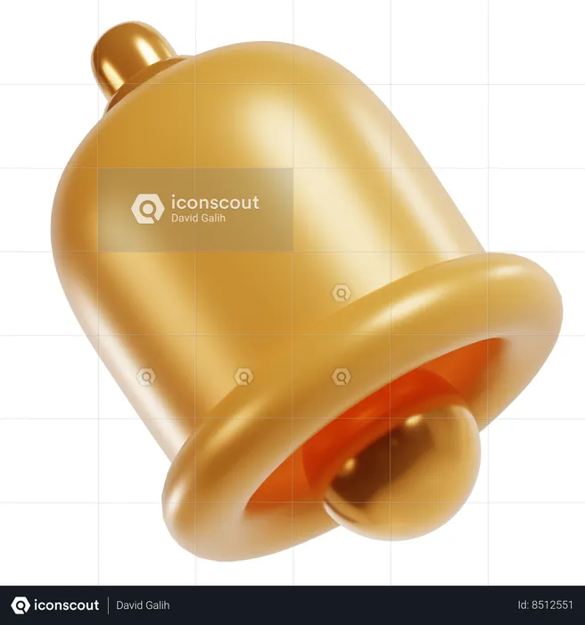 Golden Notification Bell Interface  3D Icon