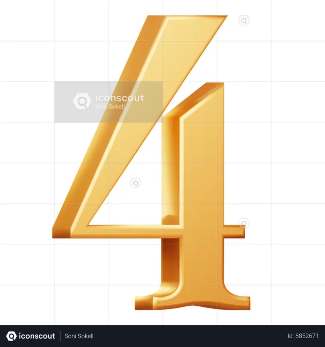 Golden Number Four  3D Icon
