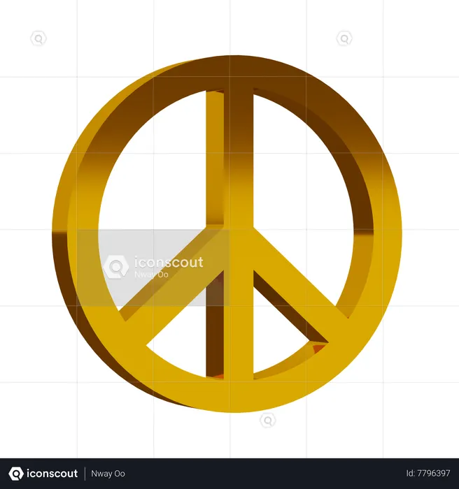 Golden Pacifism Symbol  3D Icon