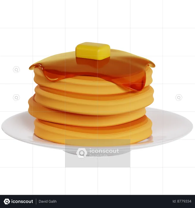 Golden Pancake Delight  3D Icon
