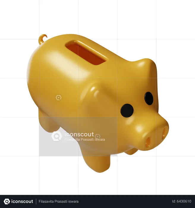 Golden Piggy Bank  3D Icon