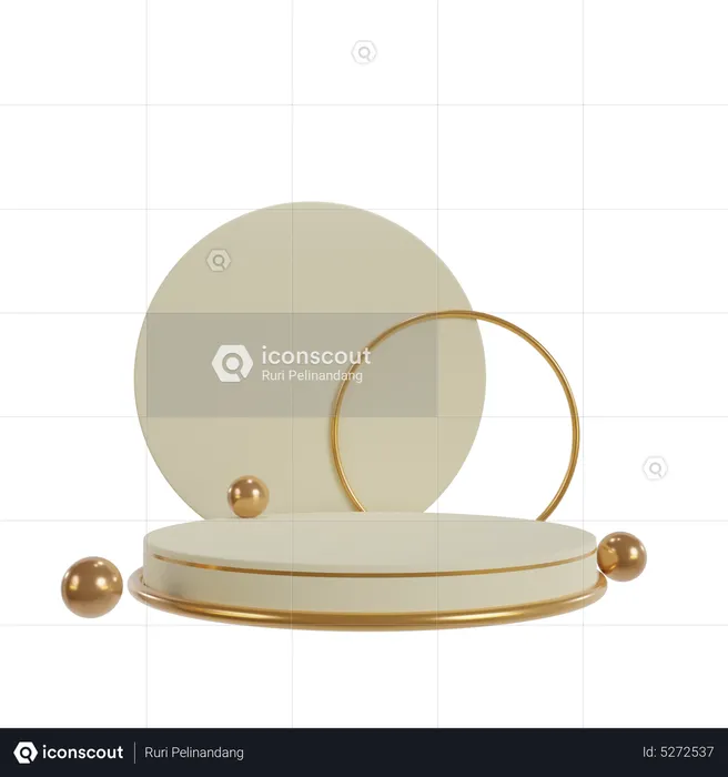 Golden Podium With Ball  3D Icon
