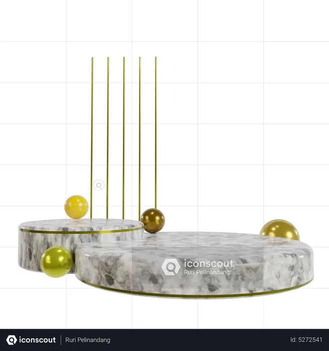 Golden Podium With Ball  3D Icon