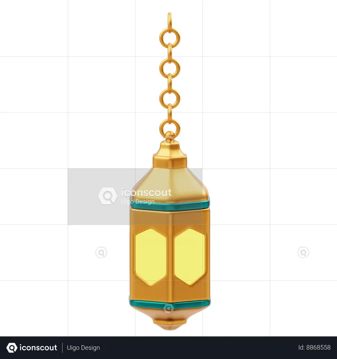 Golden Ramadan Lantern Ornament Decoration  3D Icon