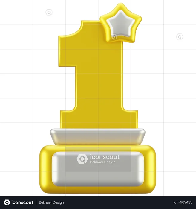 Golden Trophy Number One  3D Icon