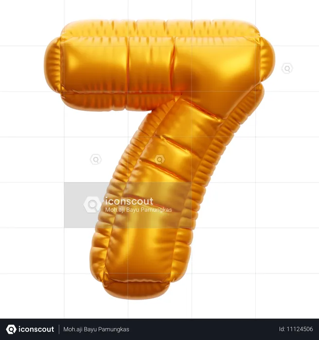 Goldener Ballon Nummer 7  3D Icon