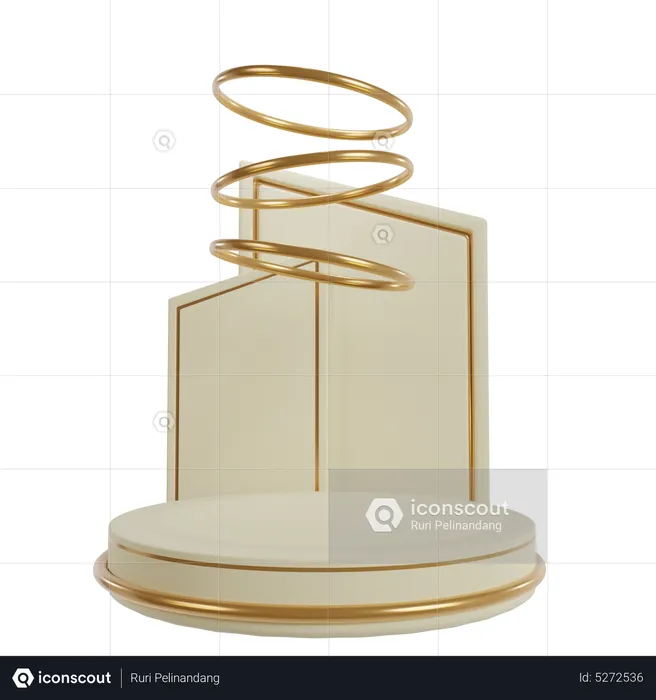 Goldenes Podium und Ring  3D Icon