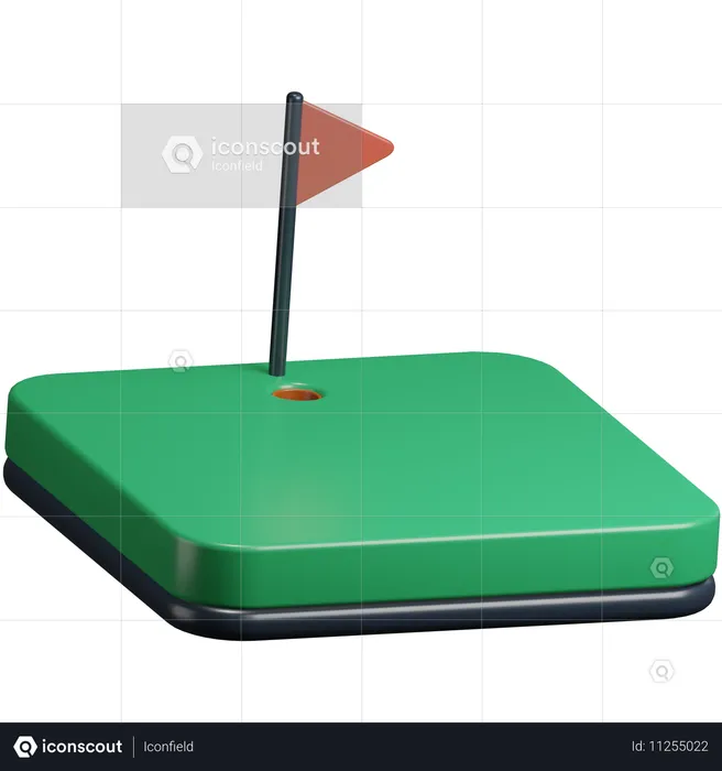 Golf Field + Flag Hole  3D Icon